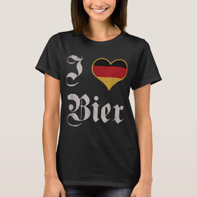 Camiseta Eu Amo Beer Alemão Oktoberfest Munique Beber Bier (Frente)