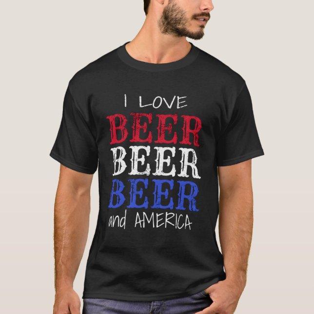 Camiseta Eu Amo Beer America Bebendo Breb Pai Marido (Frente)