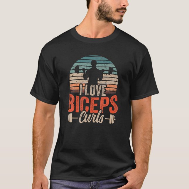 Camiseta Eu Amo Biceps Curls Ditos Musculares Curl Workout (Frente)