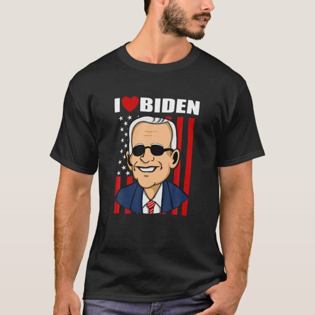 Camiseta Eu amo Biden Heart Pro Presidente Joe Biden Améric (Frente)