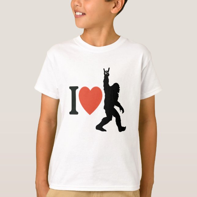 Camiseta Eu Amo Bigfoot Rock On (Frente)