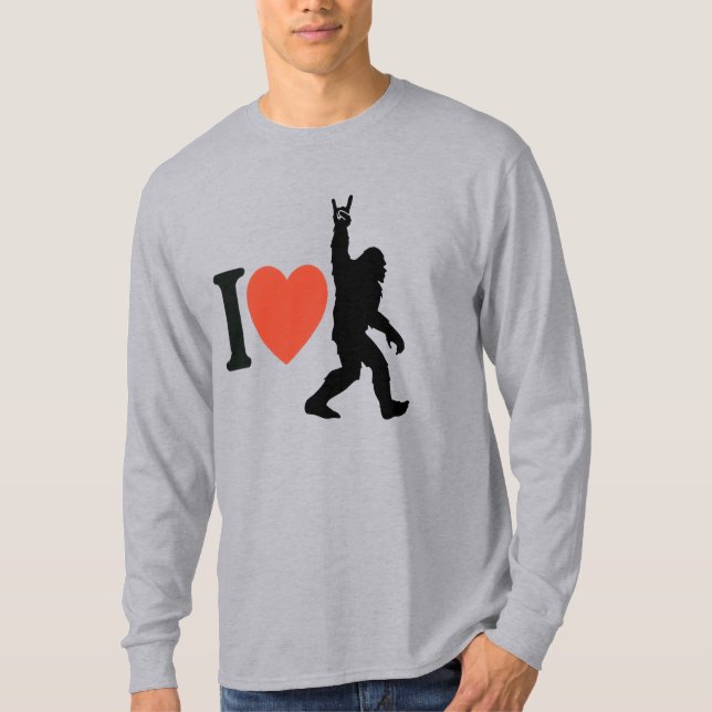 Camiseta Eu Amo Bigfoot Rock On (Frente)