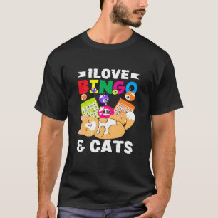 Camiseta Eu Amo Bingo & Cats Bingo Jogador Diversão