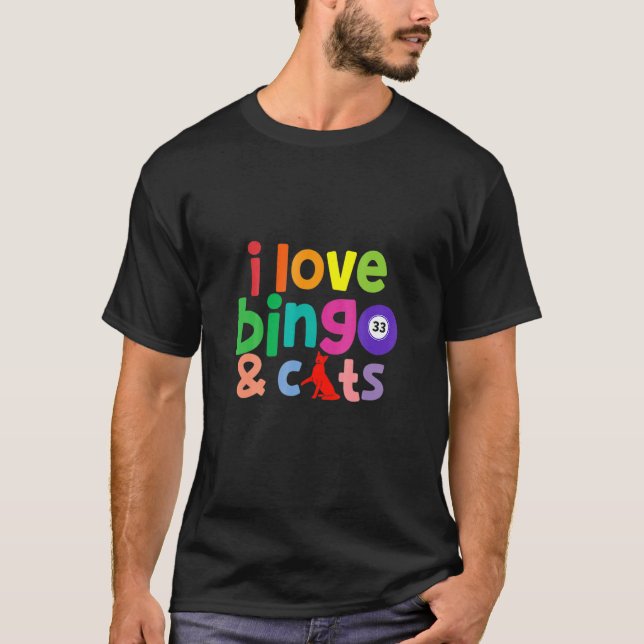 Camiseta Eu Amo Bingo E Gatos Bingo Design (Frente)