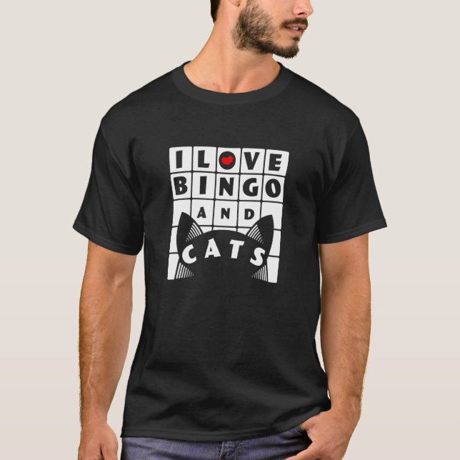 Camiseta Eu Amo Bingo E Gatos  Bingo & Gato (Frente)