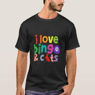 Camiseta Eu Amo Bingo e Gatos Design de Bingo de Animais Fo