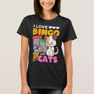 Camiseta Eu Amo Bingo E Gatos Jogando Gatinho