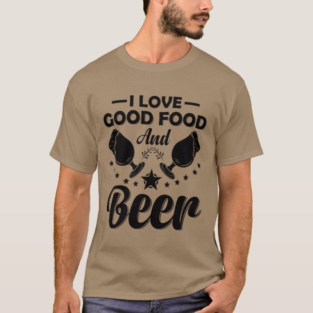 Camiseta Eu Amo Boa Comida E Cerveja Chef Cozinhando Comida (Frente)