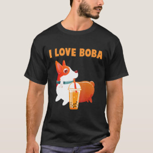 Camiseta Eu Amo Boba Cute Welsh Corgi Pembroke Chá Bubble D