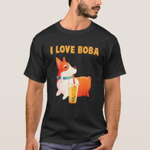 Camiseta Eu Amo Boba Cute Welsh Corgi Pembroke Chá Bubble D