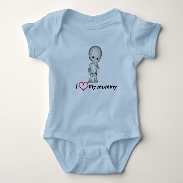 Camiseta "Eu amo Bodysuit infantil azul bonito da minha (Frente)