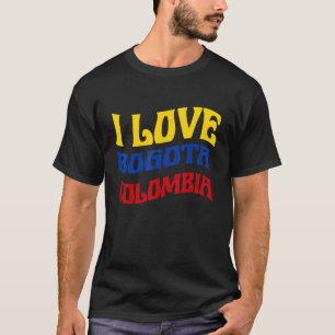 Camiseta Eu Amo Bogota Colômbia Bandeira Mapa Orgulho Colom