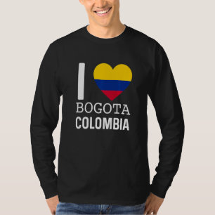 Camiseta Eu Amo Bogota Colômbia Bandeira Mapa Orgulho Colom