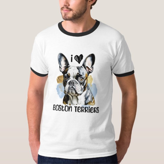 Camiseta Eu Amo Boston Terriers (Frente)