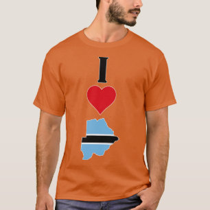 Camiseta Eu Amo Botsuana Vertical I Heart Country Flag Map