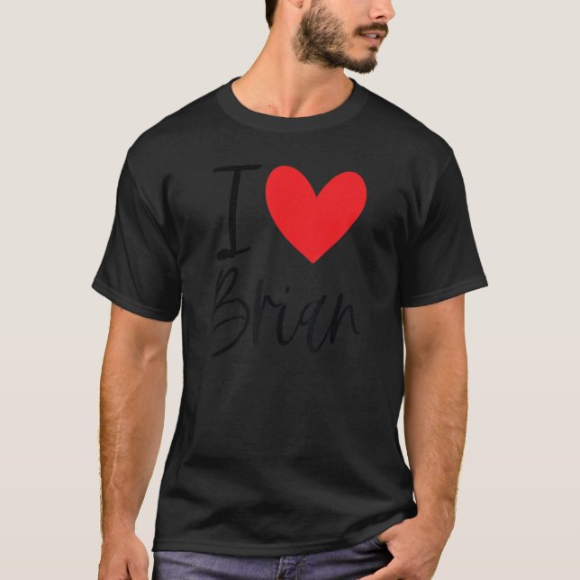 Camiseta Eu Amo Brian Name Heart Personalised Men Cara Bff  (Frente)