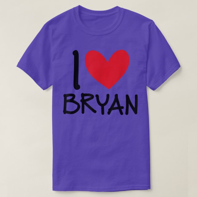 Camiseta Eu Amo Bryan Name Personalised Men Cara Amigo BFF (Frente do Design)