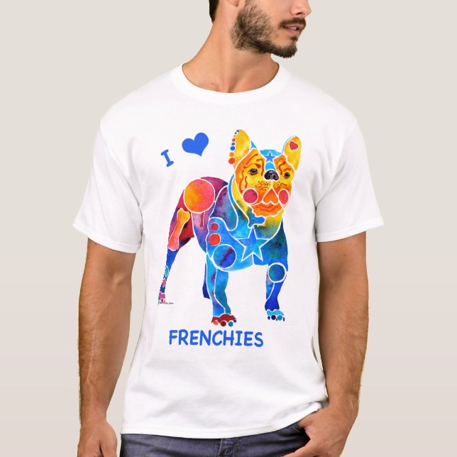 Camiseta Eu amo buldogues franceses (Frente)