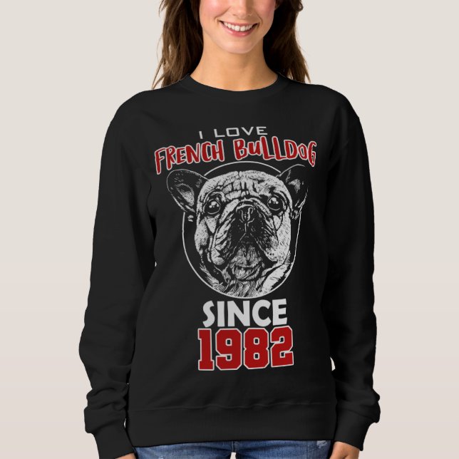 Camiseta Eu amo bulldog francês desde 1982 (Frente)