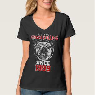Camiseta Eu amo bulldog francês desde 1999