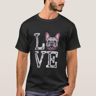Camiseta Eu Amo Bulldog Francês Engraçado Amante de Cachorr