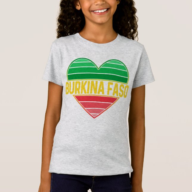Camiseta Eu Amo Burkina Faso, Heart Burkinabè (Frente)