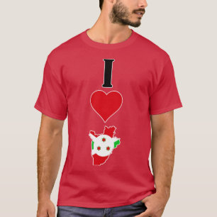 Camiseta Eu Amo Burundi Vertical I Heart Country Flag Map