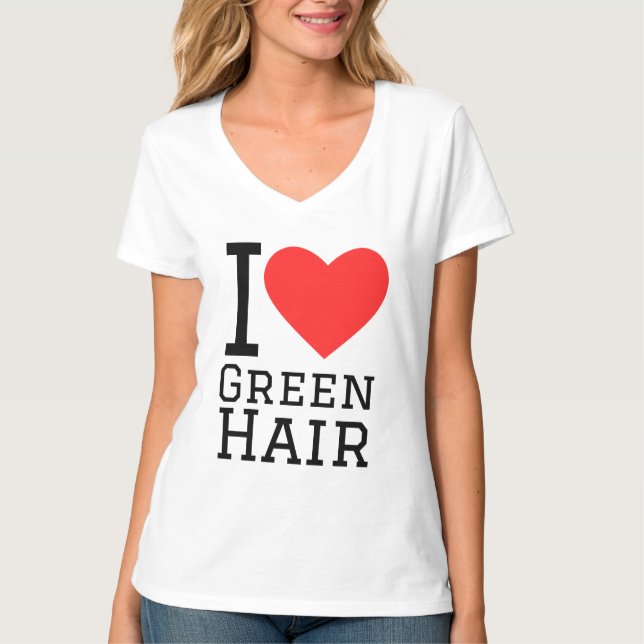 Camiseta Eu amo cabelo verde (Frente)