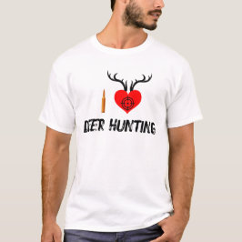 Camiseta Eu Amo Caça de Veado - Gráfico de Bala de Alvo de