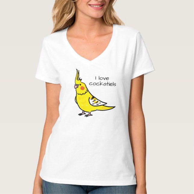 Camiseta Eu Amo Cacatuas Amarelas (Frente)