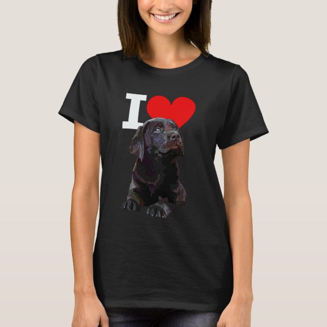 Camiseta Eu Amo Cachorro Labrador Chocolate Retriever Labra (Frente)