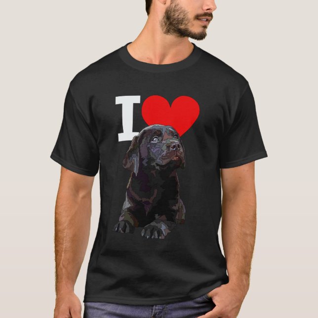 Camiseta Eu Amo Cachorro Labrador Retriever Chocolate Marro (Frente)