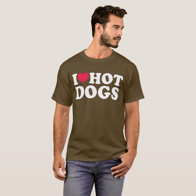Camiseta Eu Amo Cachorros Quentes  (Frente Completa)