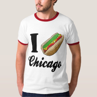 Camiseta Eu amo cachorros quentes de Chicago