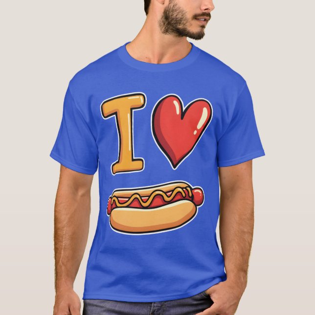 Camiseta Eu Amo Cachorros Quentes Lanche Comida Rápida Dive (Frente)