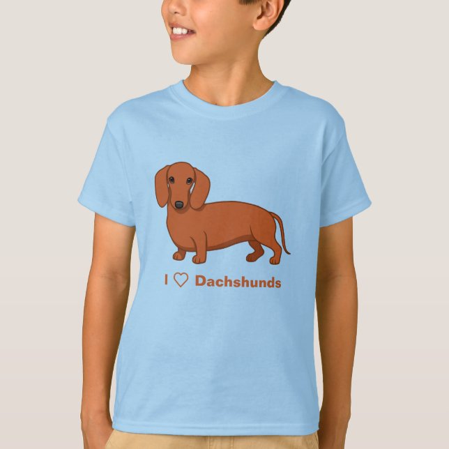 Camiseta Eu Amo Cachorros Vermelhos Bonitos (Frente)