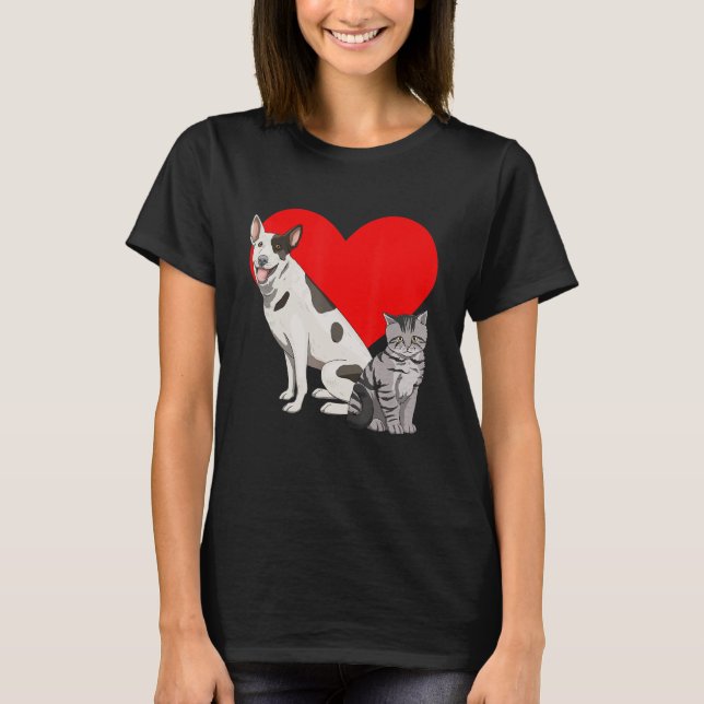 Camiseta Eu Amo Cães E Gatos Mulheres Pet Animal Resgate Am (Frente)