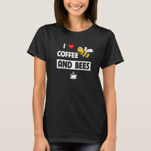 Camiseta Eu Amo Café e Abelhas Caneca de Cafeína Apicultor