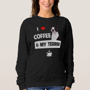Camiseta Eu Amo Café E Meu Cachorro De Boston Terrier Cacho