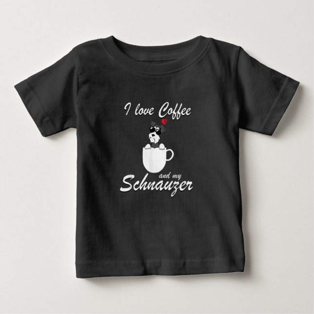 Camiseta eu amo café e meus amantes de cachorro schnauzer (Frente)