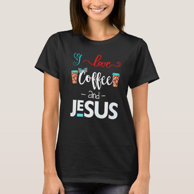 Camiseta Eu Amo Café Jesus Garota Chefe Poder Feminino Retr (Frente)