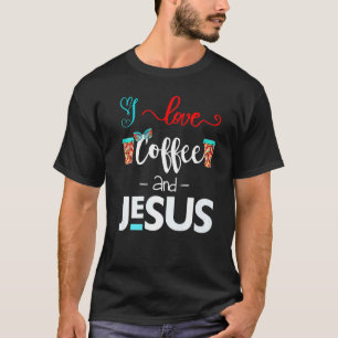 Camiseta Eu Amo Café Jesus Garota Chefe Poder Feminino Retr
