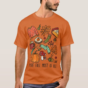 Camiseta Eu amo cair a maior parte do Design de Fall Lover