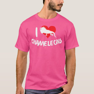 Camiseta Eu Amo Camaleões Coração Pet Lagarto Réptil Camale
