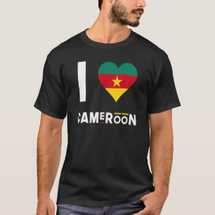 Camiseta Eu Amo Camarões Bandeira Camaronesa Heart Africa C