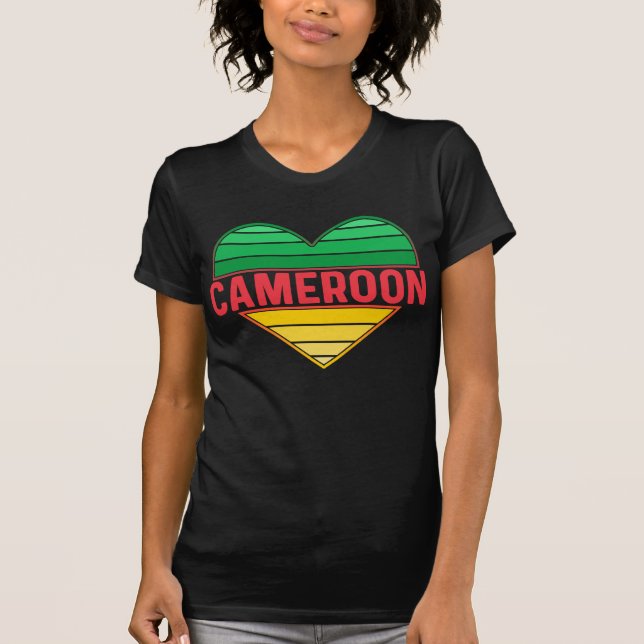 Camiseta Eu Amo Camarões, Coração Camaronês (Frente)