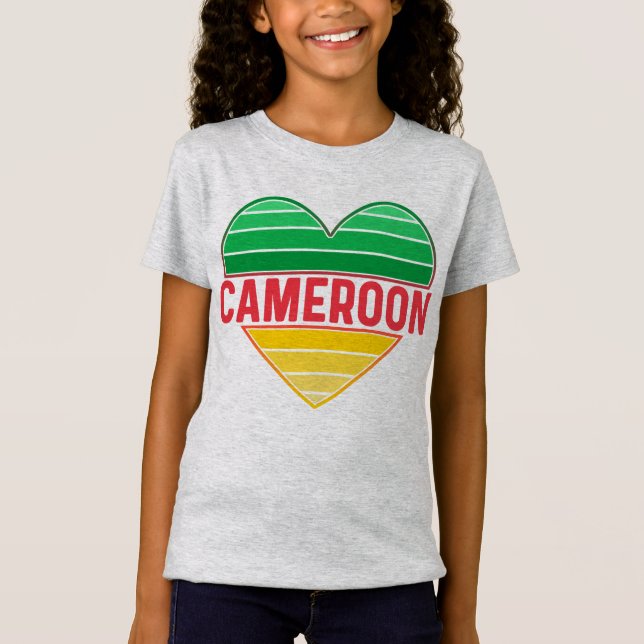 Camiseta Eu Amo Camarões, Coração Camaronês (Frente)