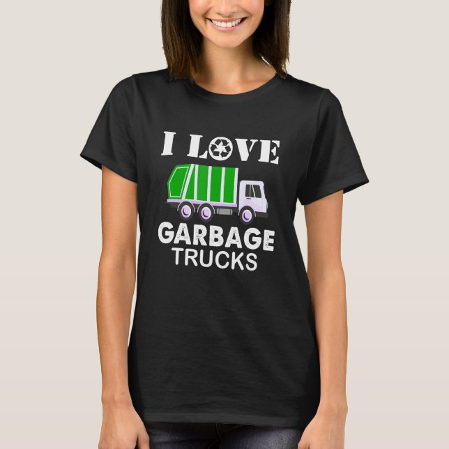 Camiseta Eu amo caminhões de lixo (Frente)
