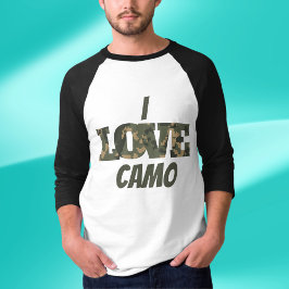 Camiseta Eu Amo Camouflage Verde Brown |