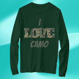 Camiseta Eu Amo Camouflage Verde Brown |